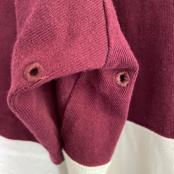 AUSTIN CLOTHING Co. Rugby Shirt Short Sleeve Maroon/Cream White Collar Size L - Picture 7 of 10